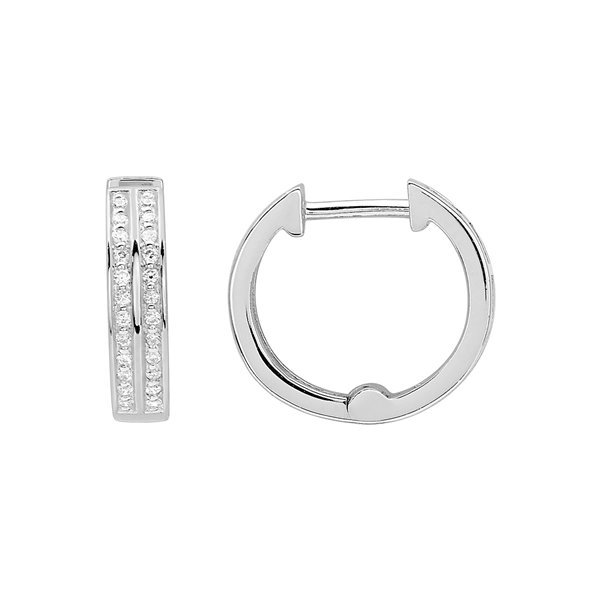 Boucles d'oreilles créoles diamant 0.12ct Or Blanc 750