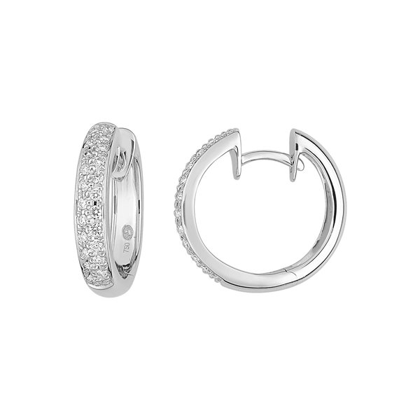 Boucles d'oreilles créoles diamant 0.26ct Or Blanc 750