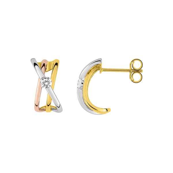 Boucles d'oreilles créoles oxyde(s) de zirconium Or Jaune et blanc Or 750