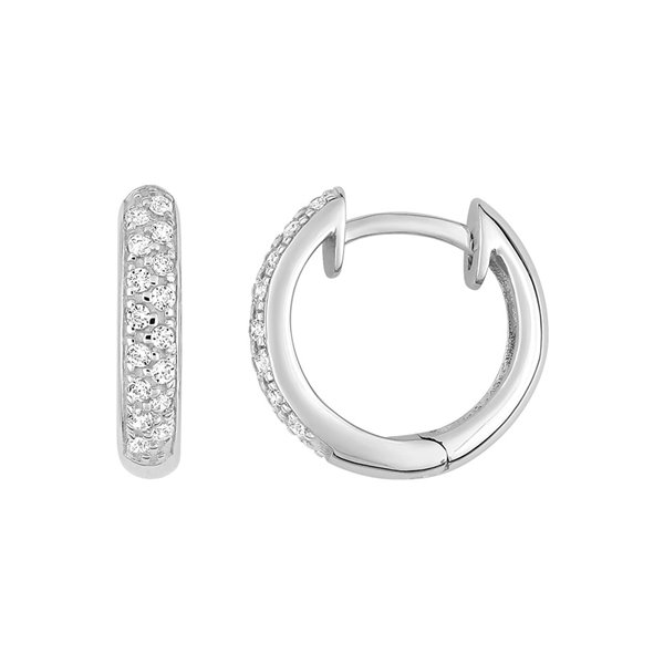 Boucles d'oreilles créoles diamant 0.19ct Or Blanc 750