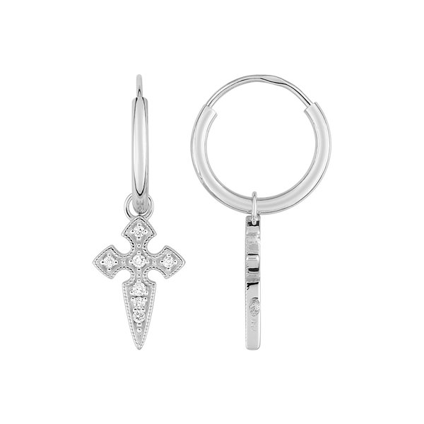 Boucles d'oreilles créoles diamant 0.08ct Or Blanc 750