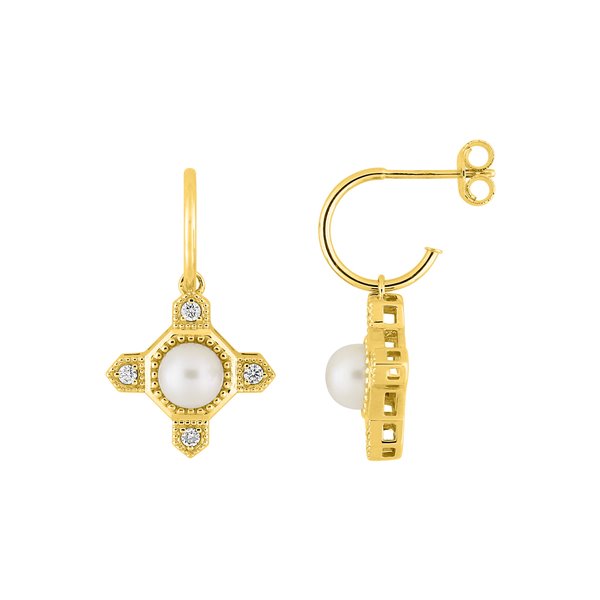 Boucles d'oreilles demi-créoles GHP2P3 perles de culture Or Jaune 750