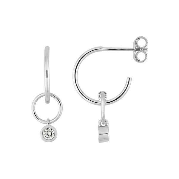 Boucles d'oreilles créoles diamant 0.11ct Or Blanc 750