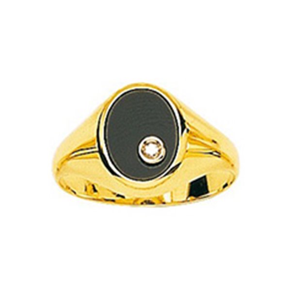 Chevalière onyx diamant 0.02ct Or Jaune 750