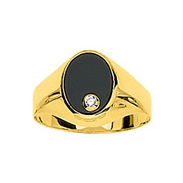 Chevalière onyx diamant 0.02ct Or Jaune 750