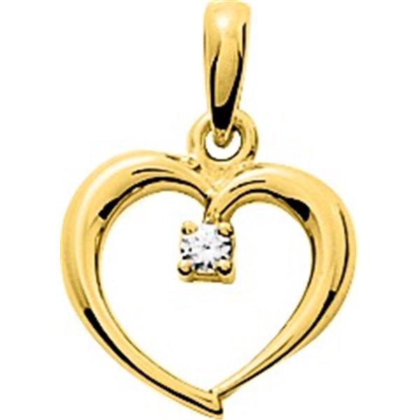 Pendentif coeur oxyde(s) de zirconium Or Jaune 750