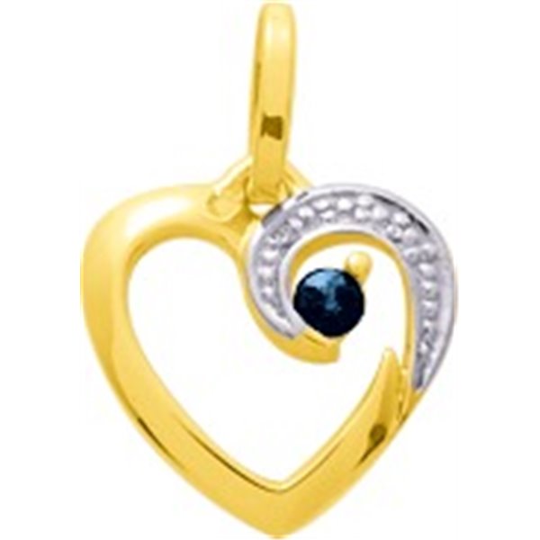 Pendentif coeur saphir Or Jaune 750 rhodiée