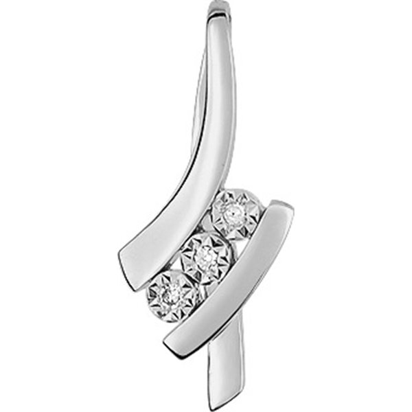 Pendentif 3 diamant 0.015ct Or Blanc 750