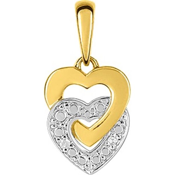 Pendentif cœur 2 diamant 0.008 bicolore Or 750