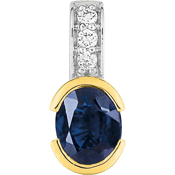 Pendentif saphir diamant 0.027ct Or Jaune 750 rhodiée