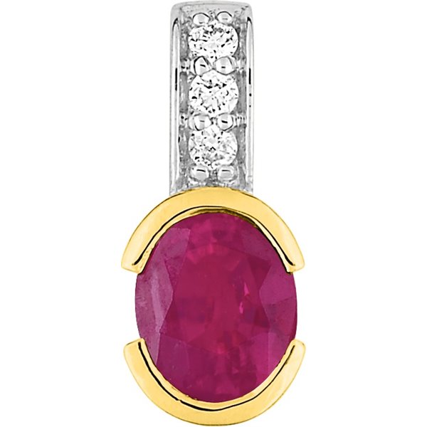 Pendentif rubis diamant 0.027ct Or Jaune 750 bicolore