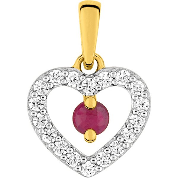 Pendentif rubis oxyde(s) de zirconium Or Jaune et Blanc Or 375