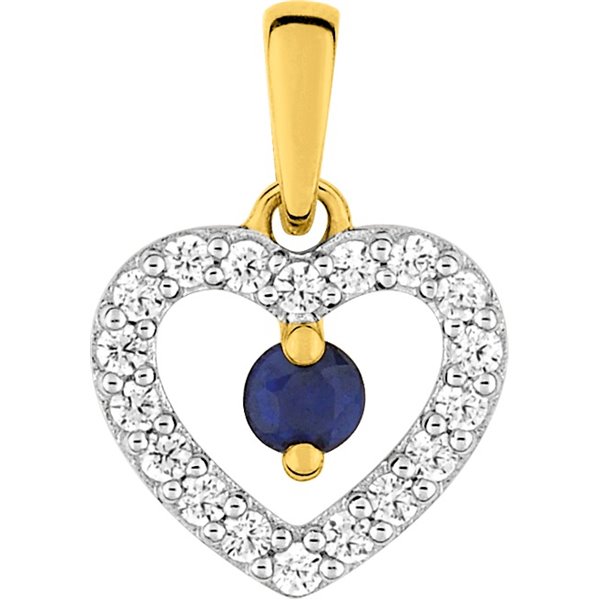 Pendentif saphir oxyde(s) de zirconium Or Jaune et Blanc Or 375