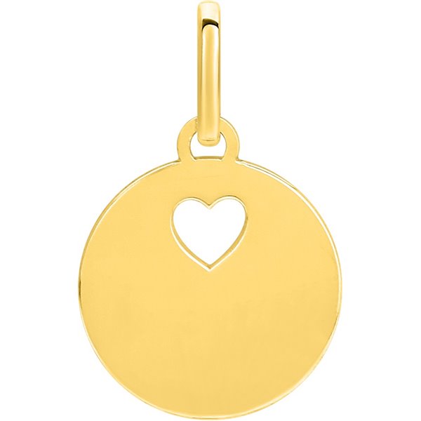 Pendentif jeton motif coeur Or Jaune 375