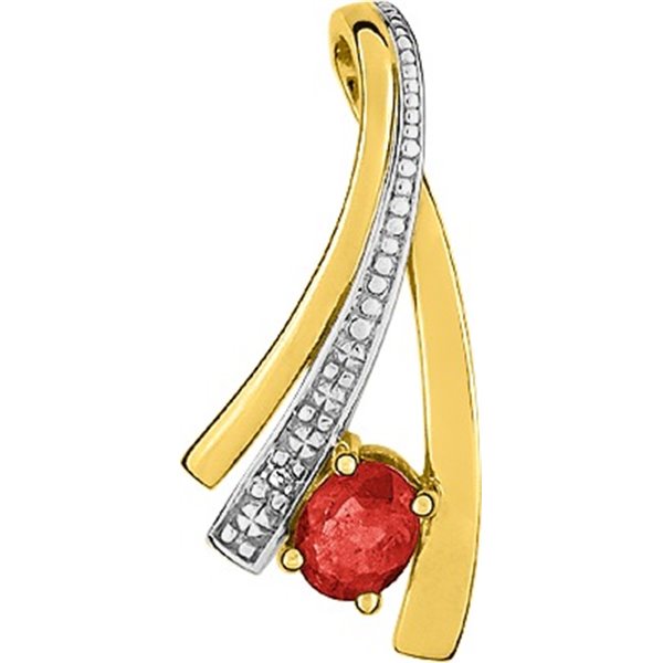 Pendentif rubis diamant 0.01ct Or Jaune 750 rhodiée