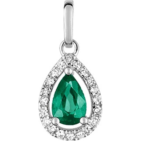 Pendentif émeraude 0.40 diamant 0.08ct Or Blanc 750