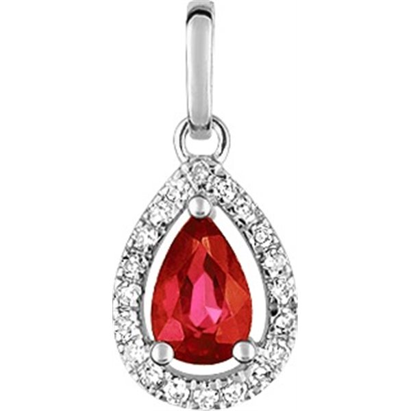 Pendentif rubis 0.47 diamant 0.08ct Or Blanc 750