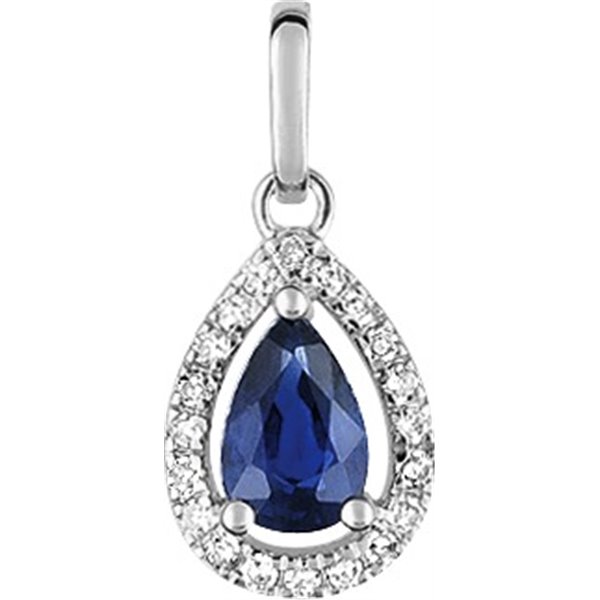 Pendentif saphir 0.5 diamant 0.08ct Or Blanc 750