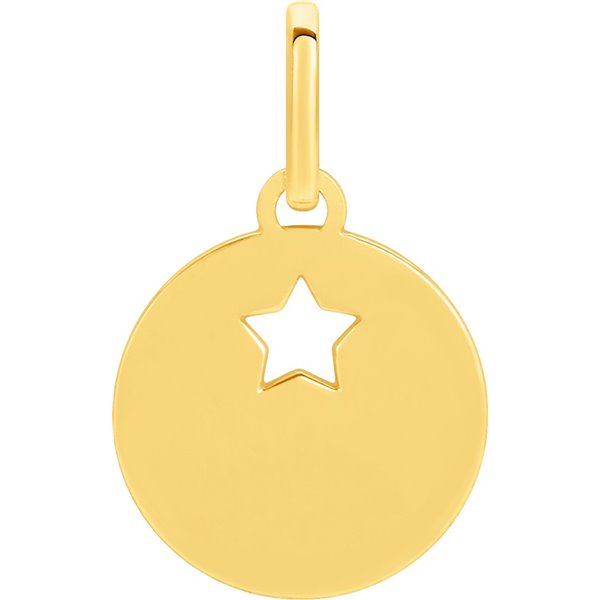 Pendentif jeton motif étoile Or Jaune 750