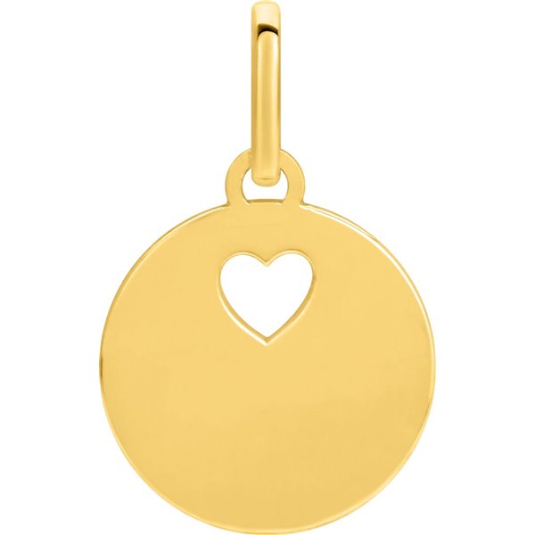 Pendentif jeton motif coeur Or Jaune 750