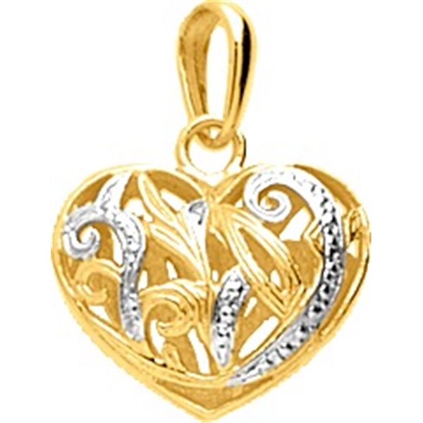 Pendentif coeur Or Jaune 750 rhodiée