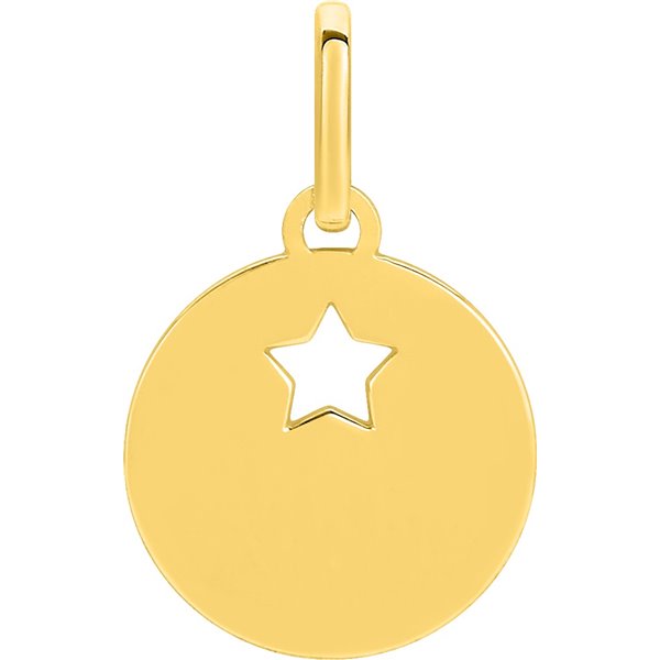 Pendentif jeton motif étoile Or Jaune 375