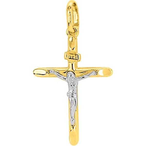 Pendentif croix Or Jaune et Blanc Or 375