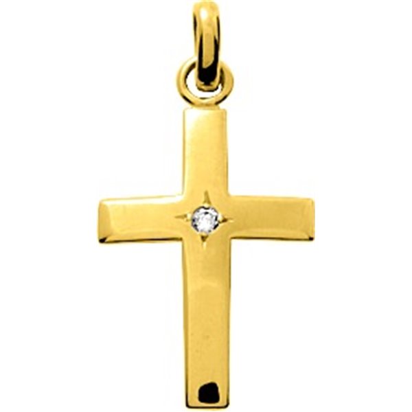 Pendentif croix diamant 0.02ct Or Jaune 750