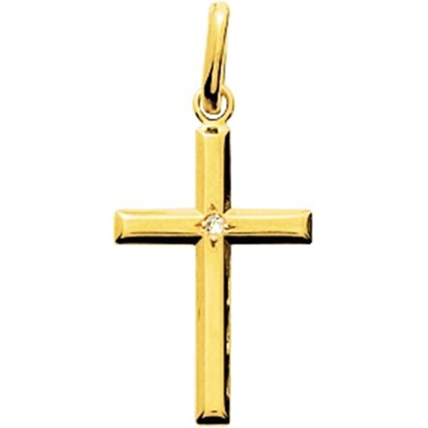 Pendentif croix diamant 0.01ct Or Jaune 750