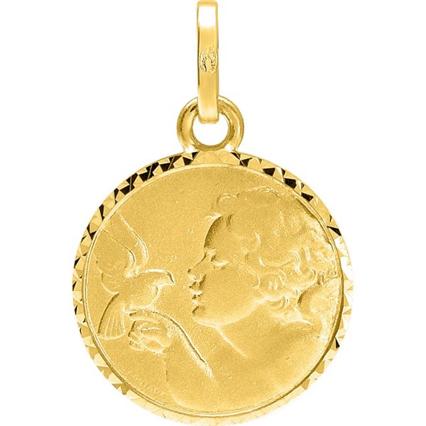 Médaille ange lapidée Or Jaune 375