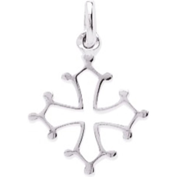 Pendentif croix Or Blanc 375