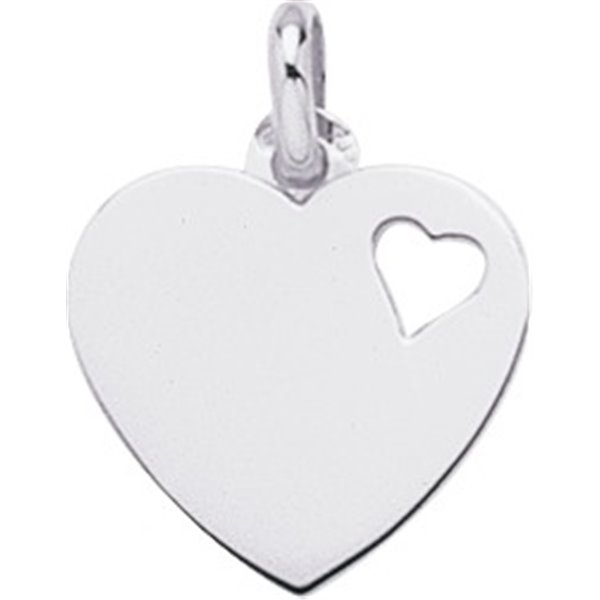 Pendentif plaque coeur Or Blanc 750