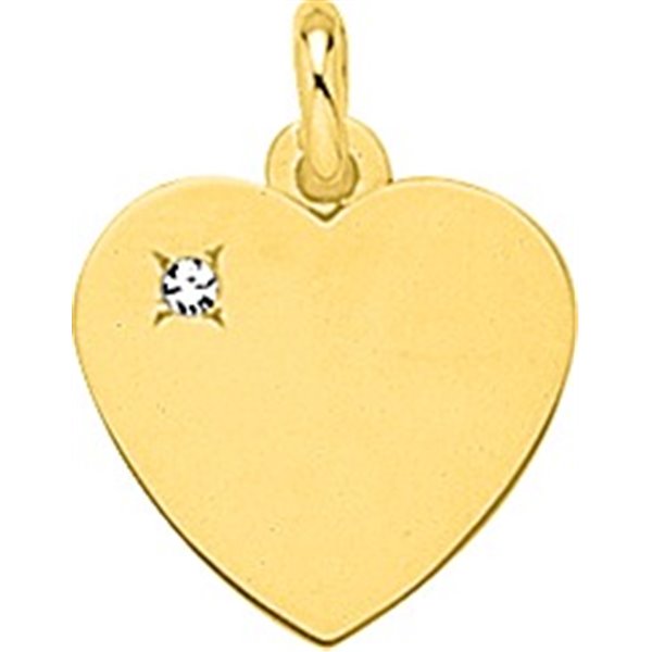 Pendentif coeur 0.03ct Or Jaune 750