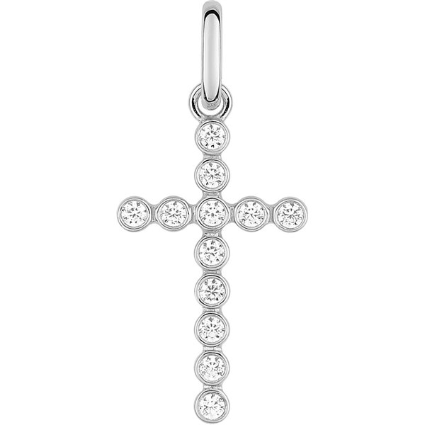 Pendentif oxyde(s) de zirconium Or Blanc 375