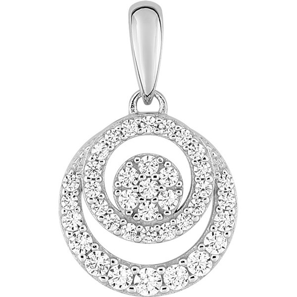 Pendentif oxyde(s) de zirconium Or Blanc 375