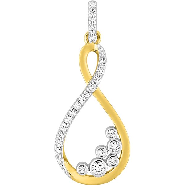 Pendentif oxyde(s) de zirconium Or Jaune 375 rhodiée