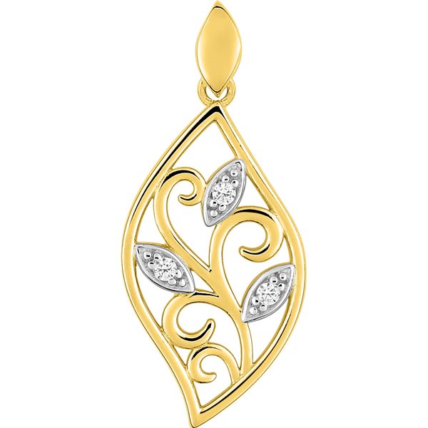 Pendentif oxyde(s) de zirconium Or Jaune 375 rhodiée