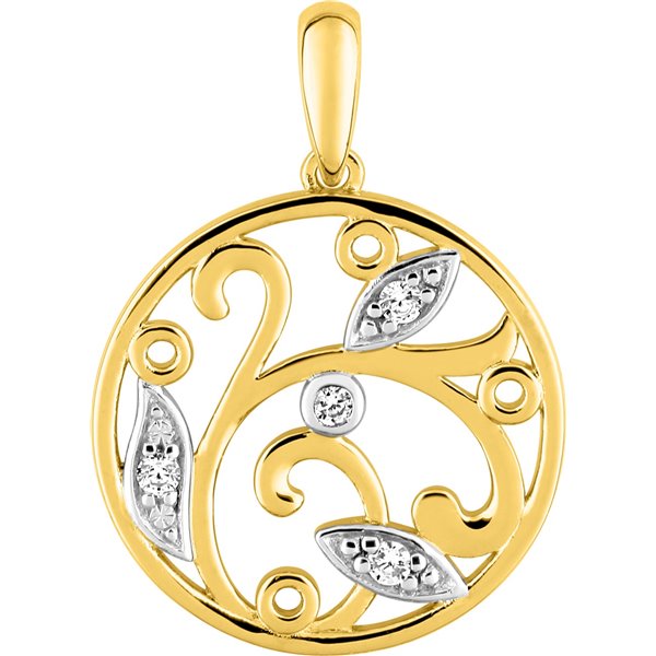 Pendentif oxyde(s) de zirconium Or Jaune 375 rhodiée