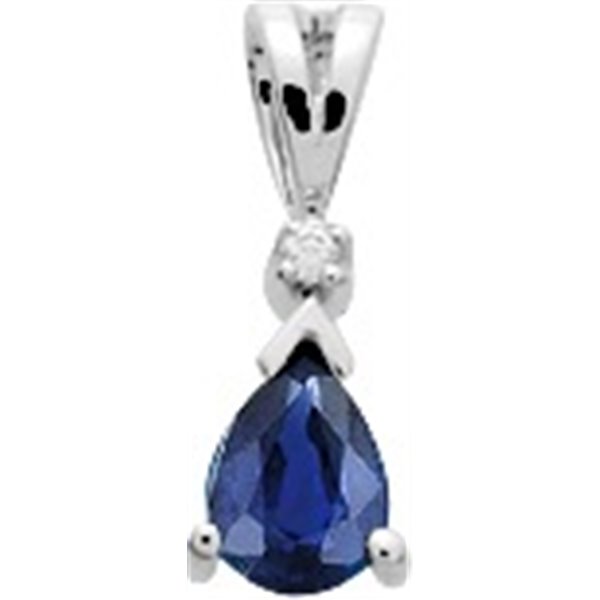 Pendentif saphir 0.35c diamant 0.01ct Or 750