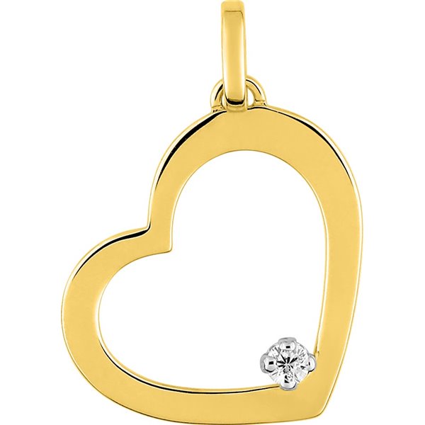 Pendentif cœur diamant 0.04ct Or Jaune 750