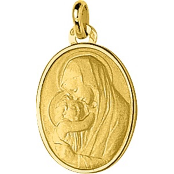 Médaille vierge à l'enfant Or Jaune 750