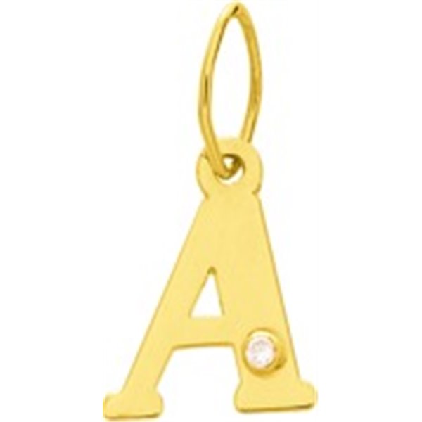 Pendentif lettre A diamant 0.01ct Or Jaune 750