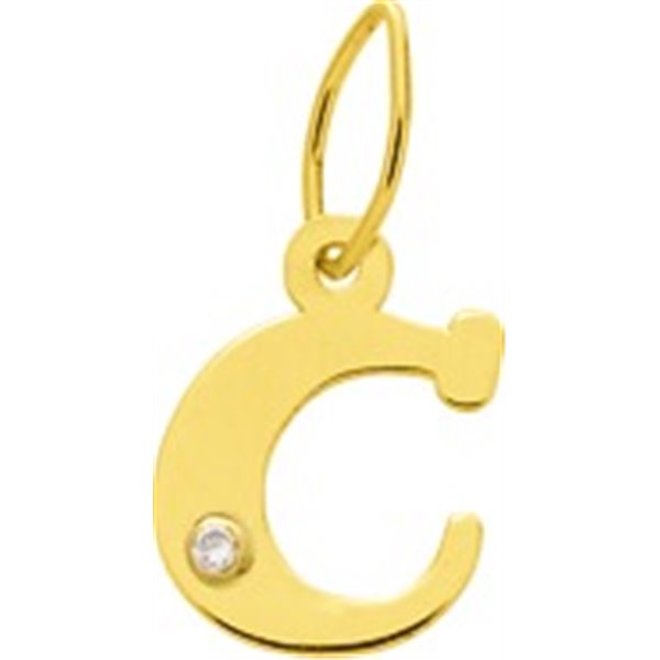 Pendentif lettre C diamant 0.01ct Or Jaune 750