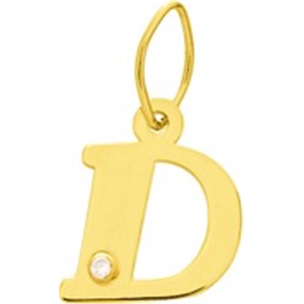 Pendentif lettre D diamant 0.01ct Or Jaune 750