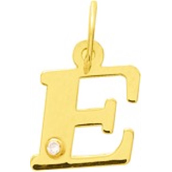 Pendentif lettre E diamant 0.01ct Or Jaune 750