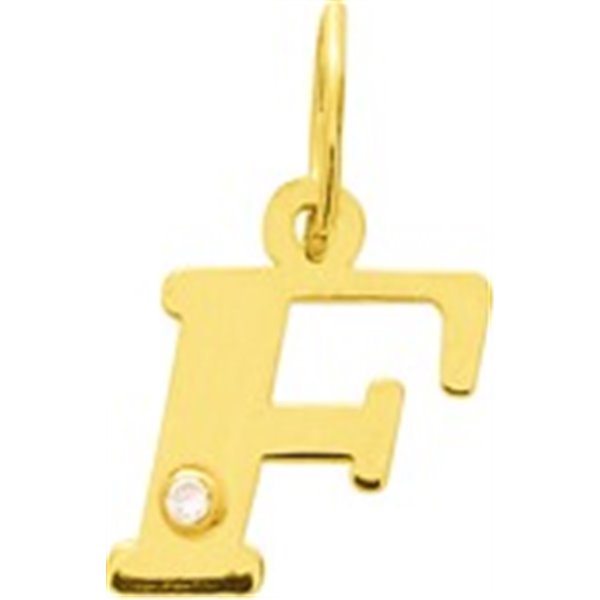 Pendentif lettre F diamant 0.01ct Or Jaune 750