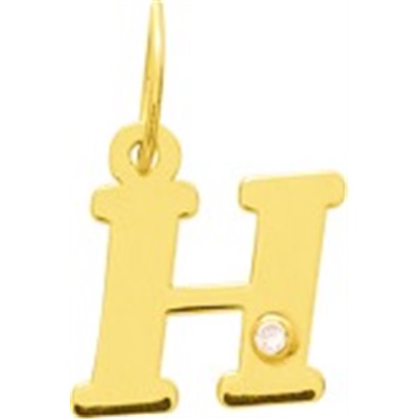 Pendentif lettre H diamant 0.01ct Or Jaune 750