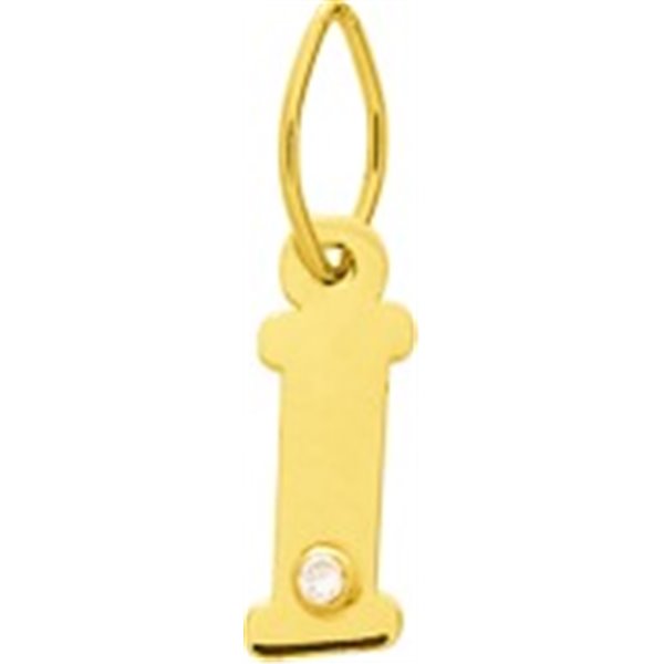 Pendentif lettre I diamant 0.01ct Or Jaune 750