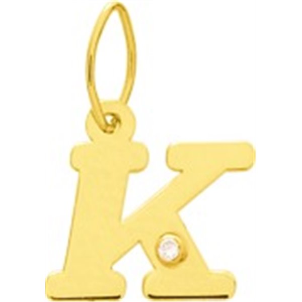 Pendentif lettre K diamant 0.01ct Or Jaune 750