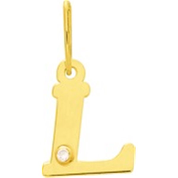 Pendentif lettre L diamant 0.01ct Or Jaune 750